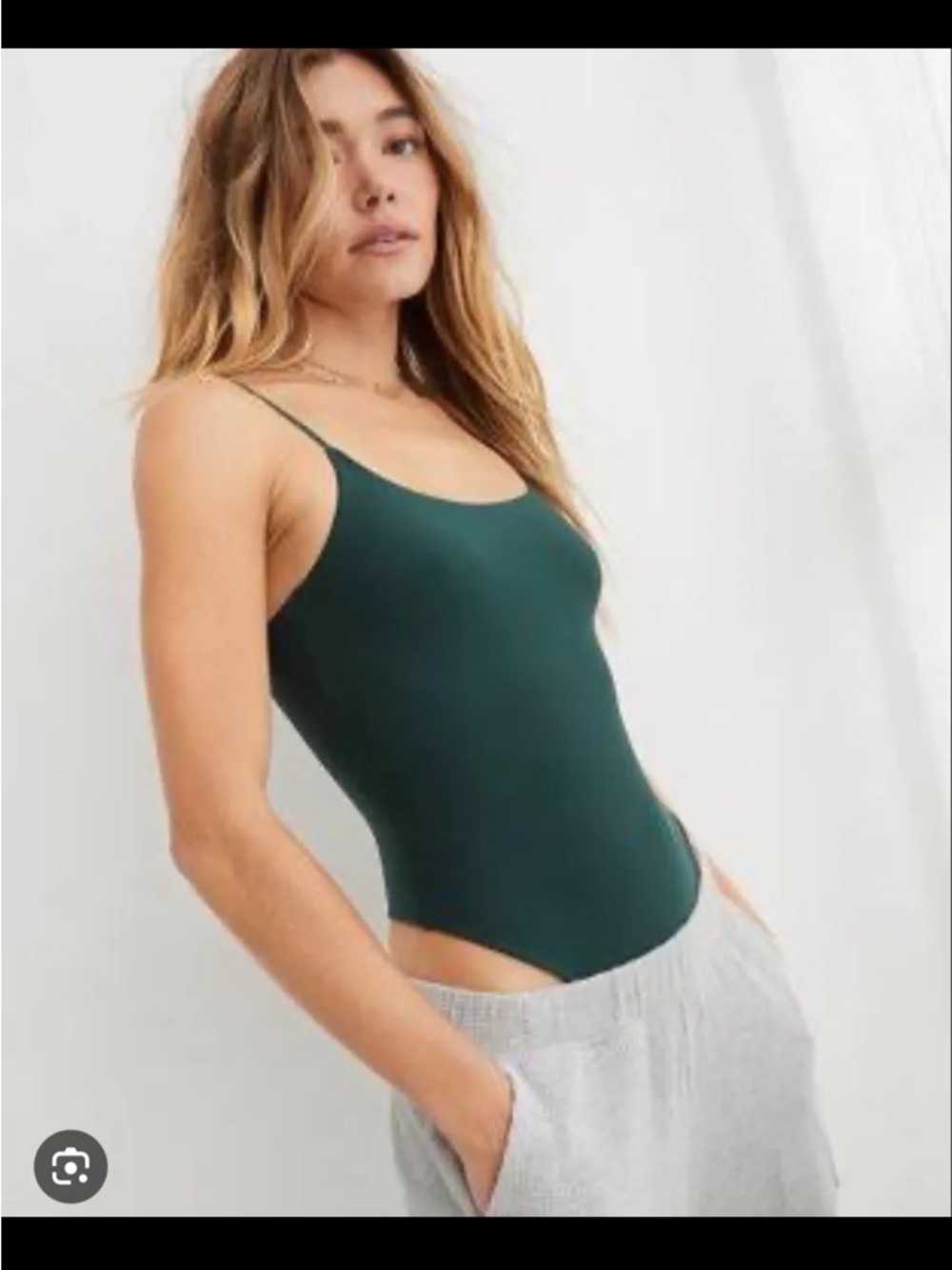 aerie Forest Green Slim Spaghetti-Strap Bodysuit